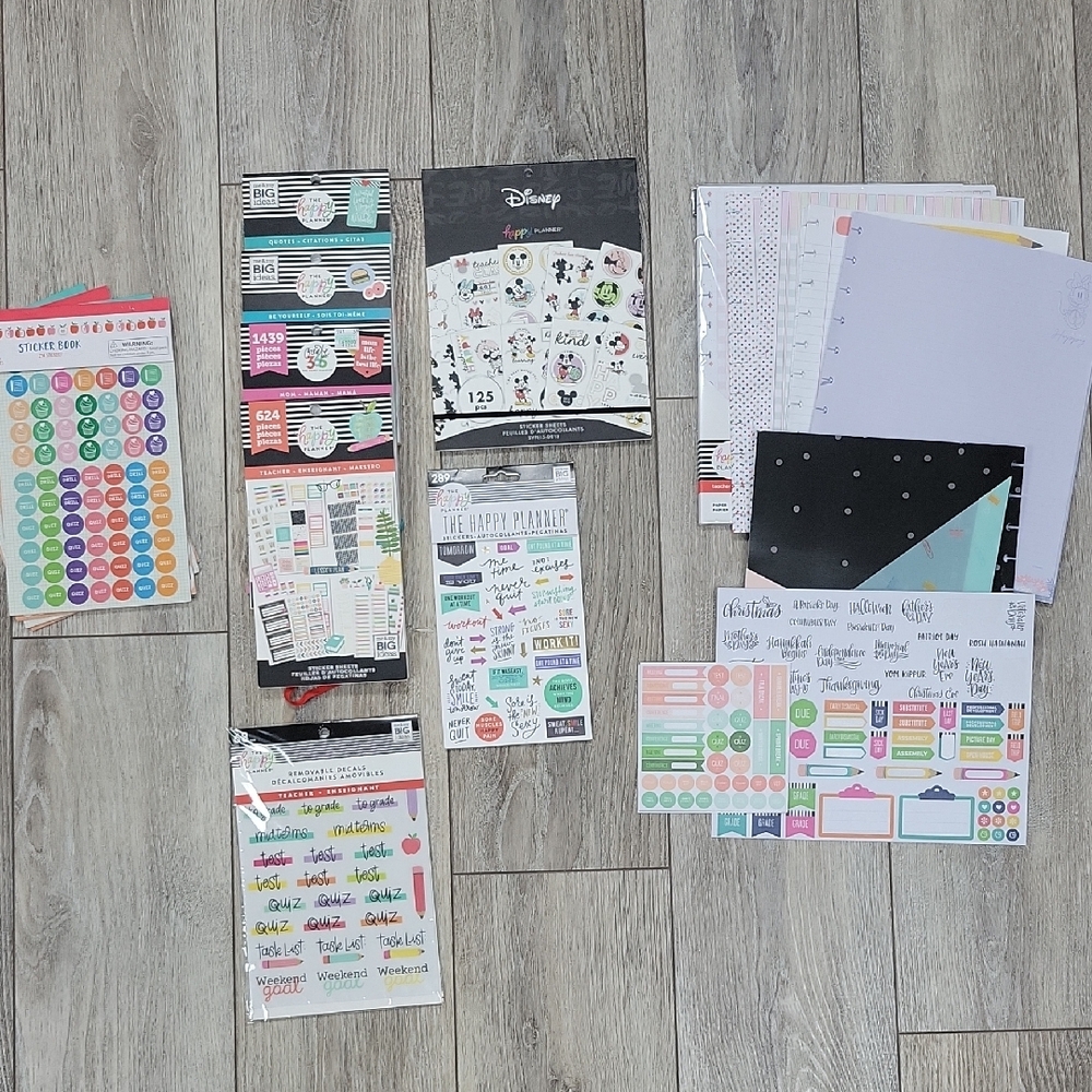 Disney and Happy Planner Sticker And Grading/Notebook Paper Bundle
